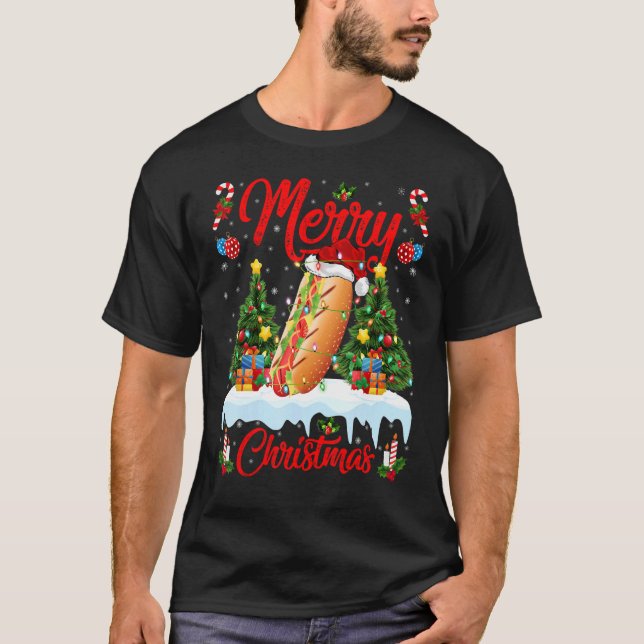 Hett Hund Julafton Träd Santa Hett Ljus jul Hund j T Shirt (Framsida)