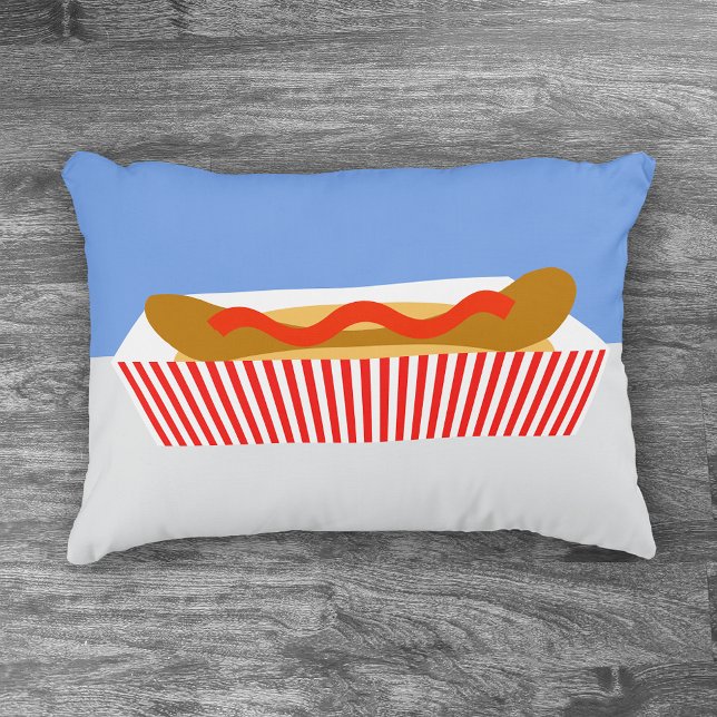 Hett Hund Ketchup Red & White Prydnadskudde (Skapare uppladdad)