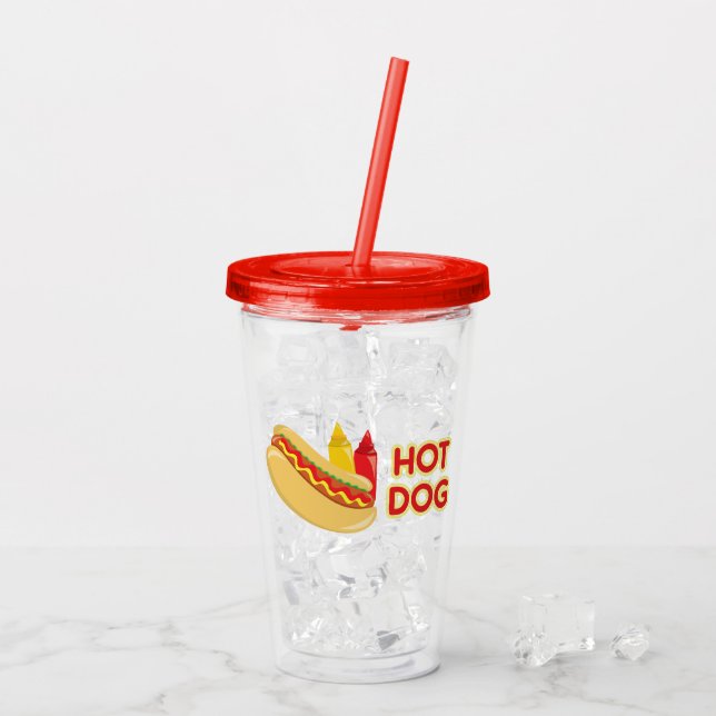 Hett Hund med Ketchup och Mustard Take Away Mugg (Baksida Ice)