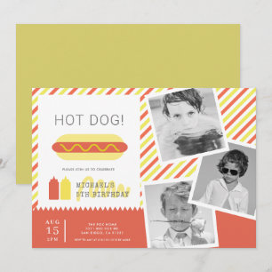 HETT HUND! Modern Kids Photo Collage Birthday Invi Inbjudningar
