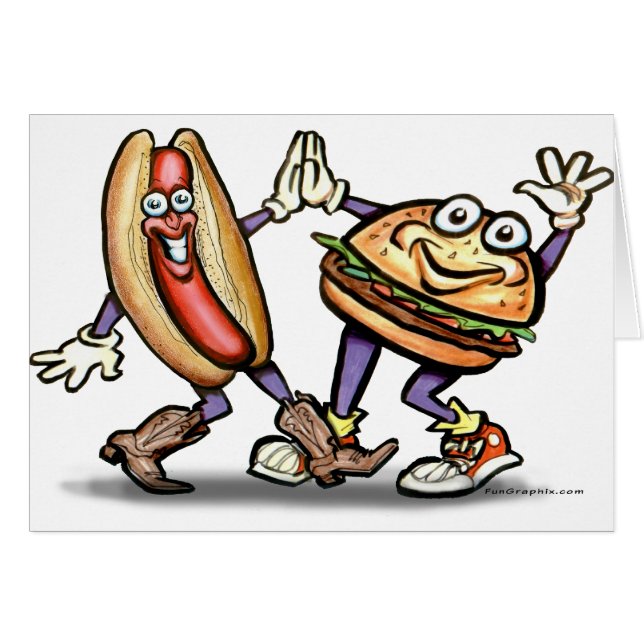 Hett Hund n Hamburger Hälsningskort (Framsidan Horizontal)