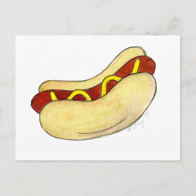 Hett Hund NYC New York Hotdog w/Mustard on Bun Vykort (Framsida)