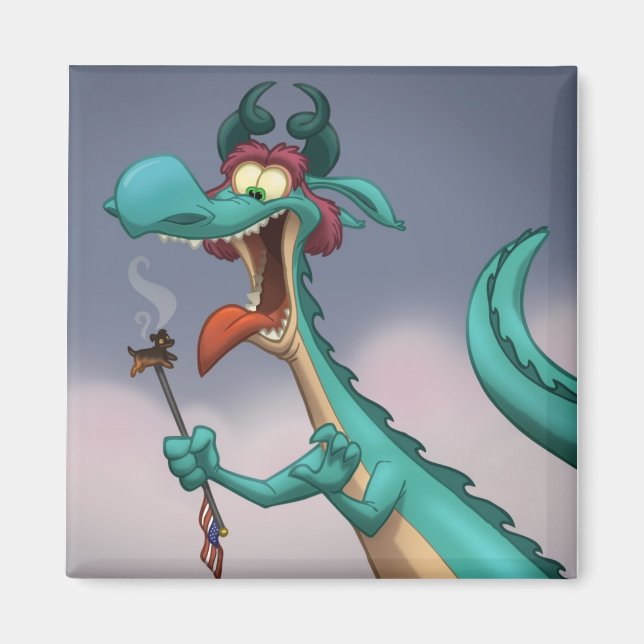 Hett Hund på ett Stick Magnet (Framsidan)