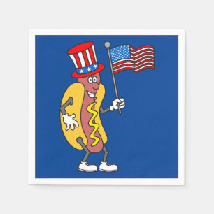 Hett Hund Patriotic Holding US Flagga 4 juli Pappersservett
