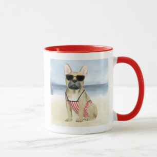 Hett Hund Puppar i solglasögon vid stranden Mugg