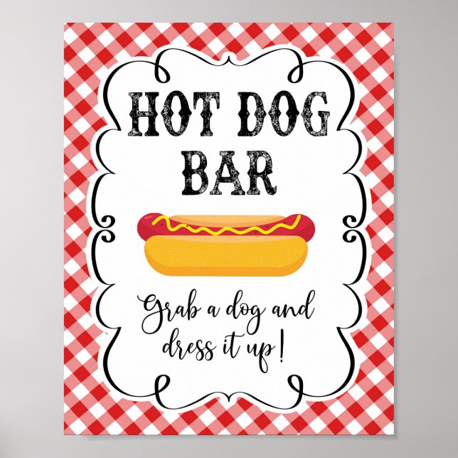 Hett Hund Red Gingham I Do BBQ Poster (Framsidan)