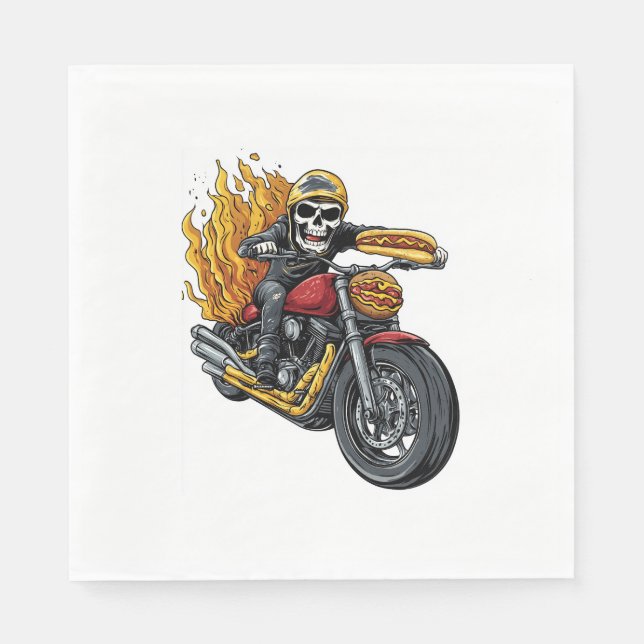 Hett Hund Rider - Lustigt Biker Skull Pappersservett (Framsidan)