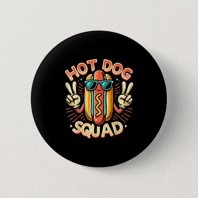 Hett Hund Squad Hett Hund stand Team Hotdog-besätt Knapp (Framsida)