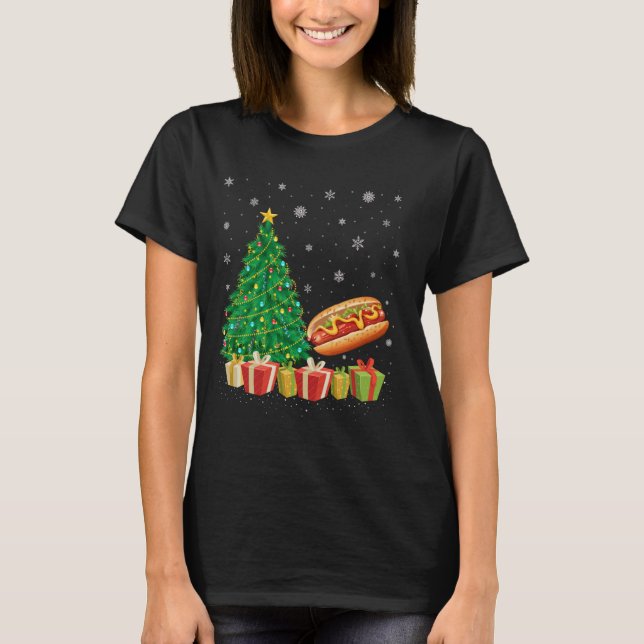 Hett Hund Träd Lighting Santa Hat Hett Hund Chris  T Shirt (Framsida)