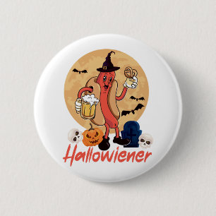 Hett Hund Vuxen Halloween Pun Knapp