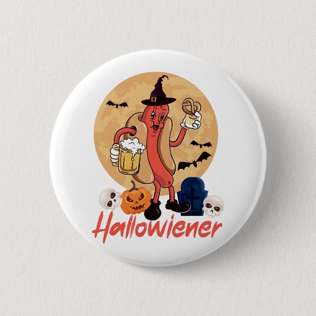 Hett Hund Vuxen Halloween Pun Knapp (Framsida)