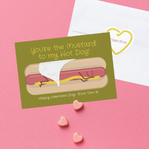 Hett Hund w/Mustard Kids School Valentine Day Card Tack Kort