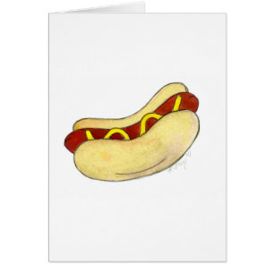 Hett Hund w/ Mustard på Bun Hotdog Foodie Card Hälsningskort