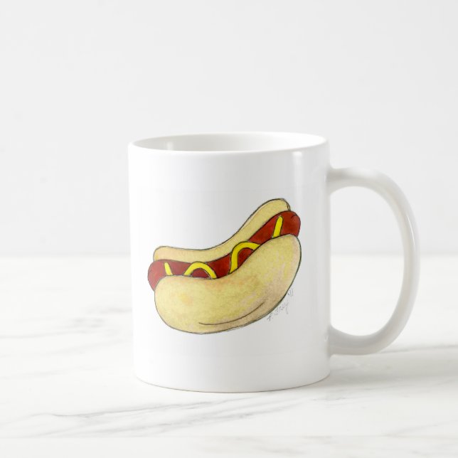 Hett Hund w/Mustard på Bun Hotdog Foodie Mugg (Höger)
