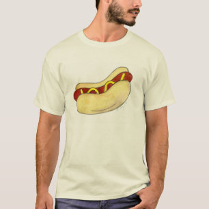 Hett Hund w/ Mustard på Bun Hotdog Foodie Tee Shir