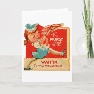 Hett Hund Waitress Valentine Greeting Card för vin Helgkort