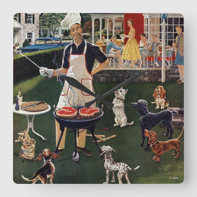 Hett Hundar Fyrkantig Klocka (Framsida)