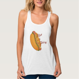 Hett Juicy Hett Hund Pun Tanktop - Funny Foodie Gi Linne Med Racerback