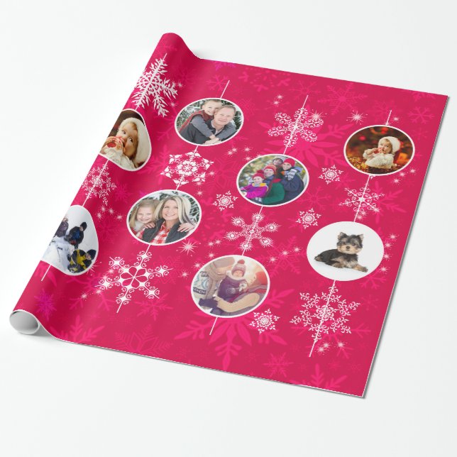 Hett julfamiljens fotnoter Snowflake Design Presentpapper (Utrullad)