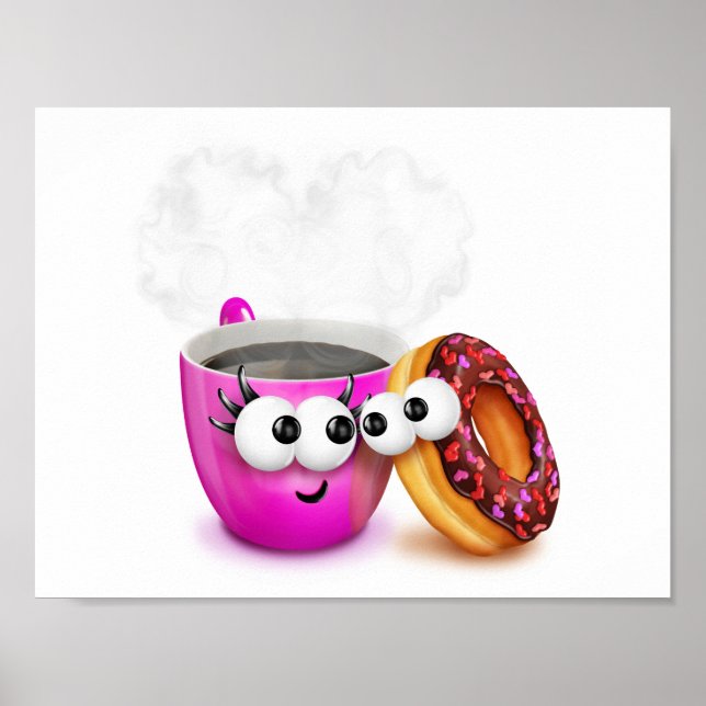 Hett Kaffe och en donut Poster (Framsidan)