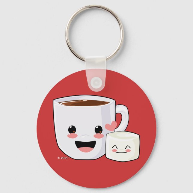 Hett Kakao och Marshmallow Keychain Nyckelring (Framsida)