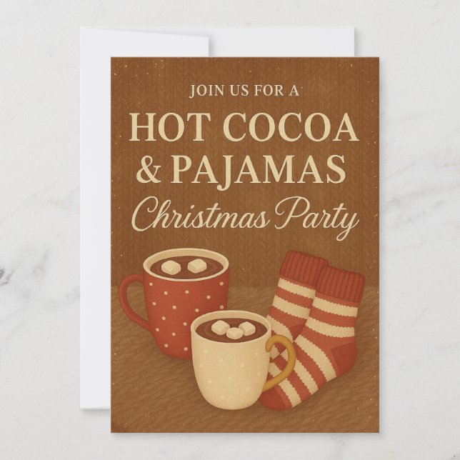 Hett Kakao- och Pajamas-inbjudan till julfest Inbjudningar (Framsida)