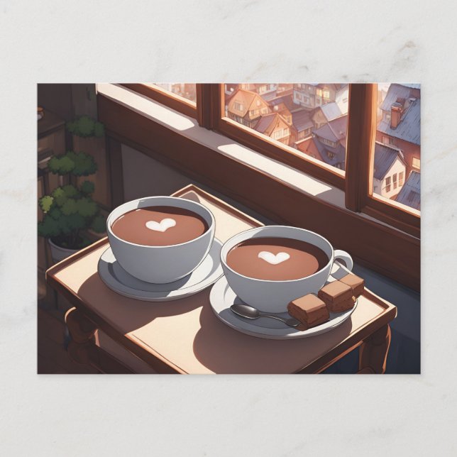 Hett kakao, postkorsning vykort (Framsida)