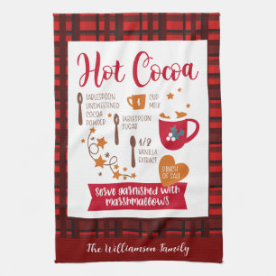 Hett Kakaobecipe Festive Red Play Anpassningsbar Kökshandduk
