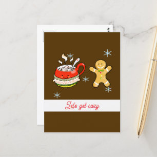 hett kakaodryck + pepparkaksgubbe vykort
