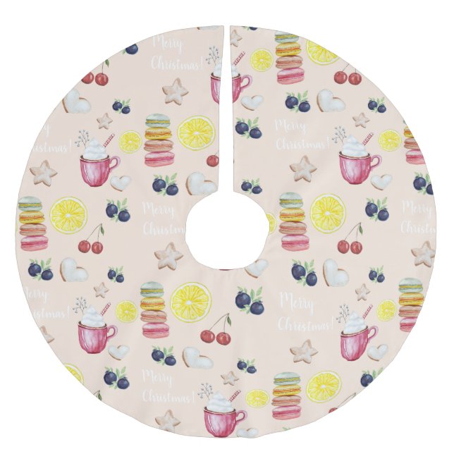 Hett Kakaomlemon gingerbröd, vattenfärg Julgransmatta Borstad Polyester (Framsidan)