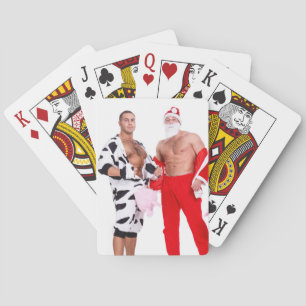Hett Killar Muscular Manar Santa Outfit Casinokort