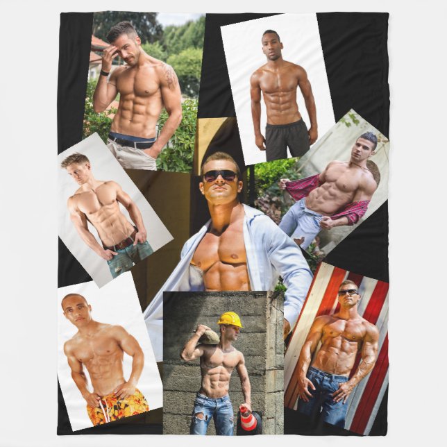 Hett Killar Sexy Studs Shirtless Killar Abs Collag Fleecefilt (Framsidan)