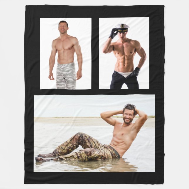 Hett Killar Sexy Studs Shirtless Muscle Manar Pane Fleecefilt (Framsidan)