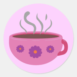 Hett Kopp i kaffe Runt Klistermärke