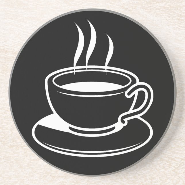 Hett Kopp i kaffe - svart Underlägg Sandsten (Framsidan)