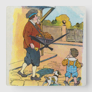 Hett-kor Buns, Mor Goose Nursery Rhyme Bild Fyrkantig Klocka