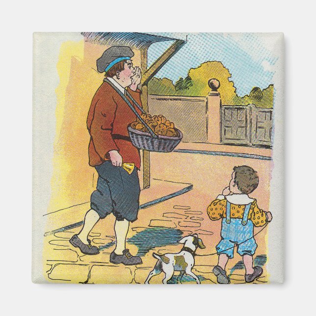 Hett-kor Buns, Mor Goose Nursery Rhyme Bild Magnet (Framsidan)