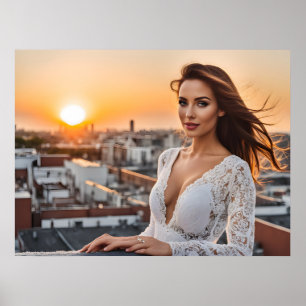 Hett kvinna på tak poster