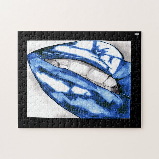 Hett Läppar (blått) Pussel (Horisontell)