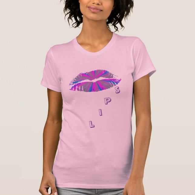 Hett Läppar Dam AA-Sleeve T Shirt (Framsida)