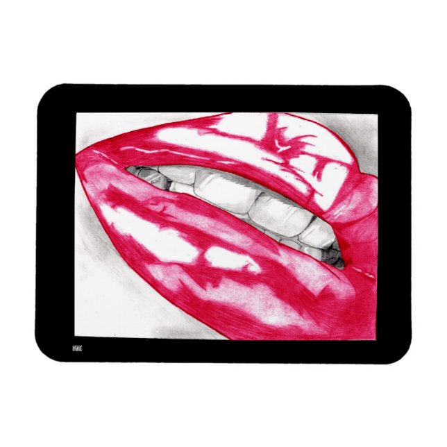 Hett Läppar (Fuschia) Magnet (Horisontell)