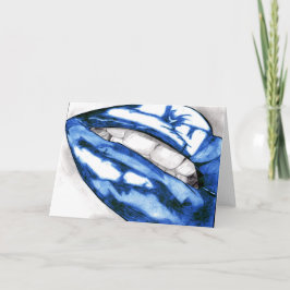 Hett Läppar Hälsning-kort (blått) Kort