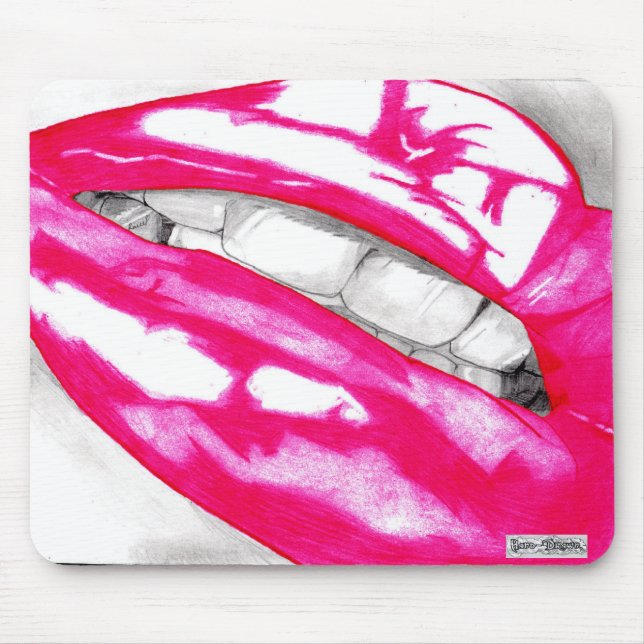Hett Läppar Mousemat (Rosa) Musmatta (Framsidan)