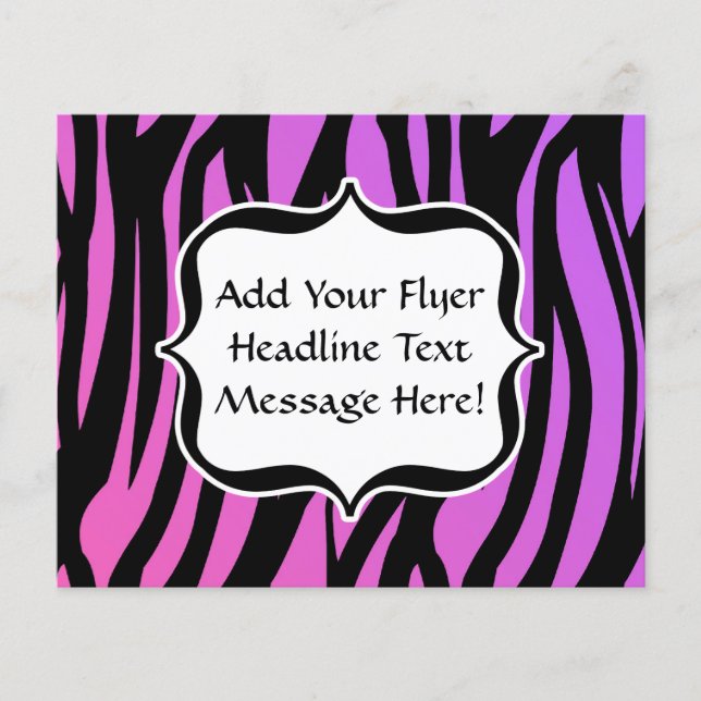 Hett Lila/Rosa Zebra ränder Monogram Flygblad (Framsidan)