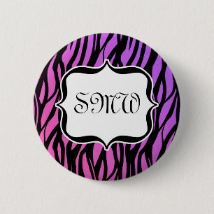 Hett Lila/Rosa Zebra ränder Monogram Knapp