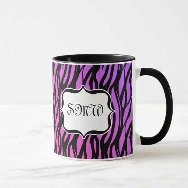 Hett Lila/Rosa Zebra ränder Monogram Mugg (Höger)