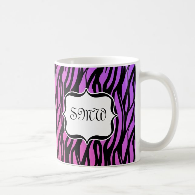 Hett Lila/Rosa Zebra ränder Monogram Mugg (Höger)