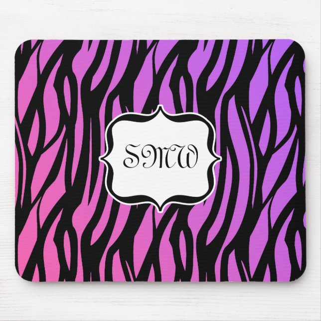 Hett Lila/Rosa Zebra ränder Monogram Musmatta (Framsidan)