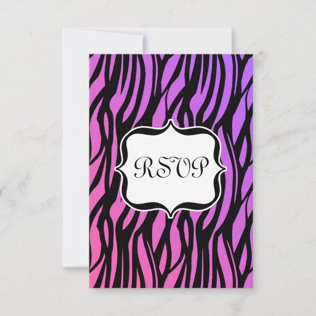 Hett Lila/Rosa Zebra ränder Monogram OSA Kort (Framsida)