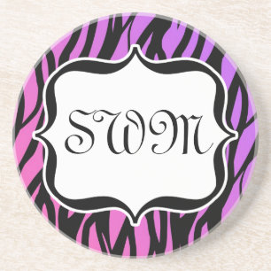 Hett Lila/Rosa Zebra ränder Monogram Underlägg
